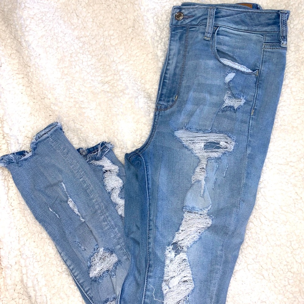 NEW AE DISTRESSED SUPER HIGH RISE JEGGING